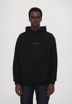 HOODIE WITH MILITARY SKULL ON BACK EMBROIDERED LOGO ON FRONT AND METAL BUTTON - Sweat à capuche - black