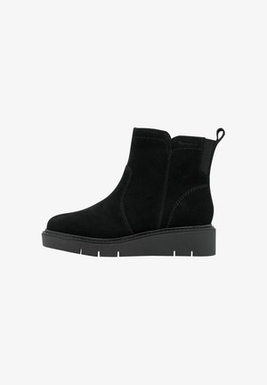 Členkové čižmy s klinovým opätkom - black suede