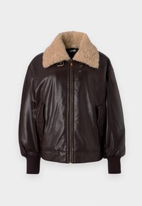 TWINSET JACKET - Imitert skinnjakke - black chocolate