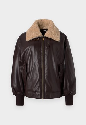 TWINSET JACKET - Faux leather jacket - black chocolate