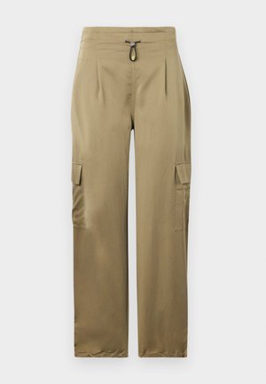 Khaki cargobroek met een slim fit, voorzien van een verstelbare taille, twee zijzakken en een gestructureerde stof voor duurzaamheid.