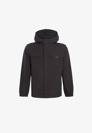 Must värviline kapuutsiga jakk, millel on ees lukuga sulgur, kaks rinnaTaskut ja elastsed varrukaotsad. Sile kangas lihtsa ja funktsionaalse disainiga.