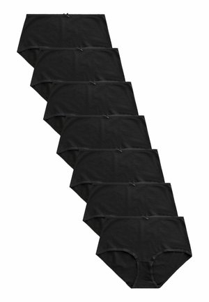 Zwart katoenen hipster ondergoedset, met een gladde textuur, elastische tailleband en een klein strikje aan de voorkant.