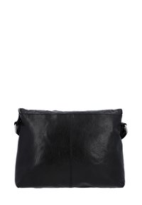 Melnas ādas rokassoma ar gludu tekstūru, taisnstūrveida formu, ar rāvējslēdzēja aizdari un regulējamu siksnu. Ievērojams minimālisma dizains.