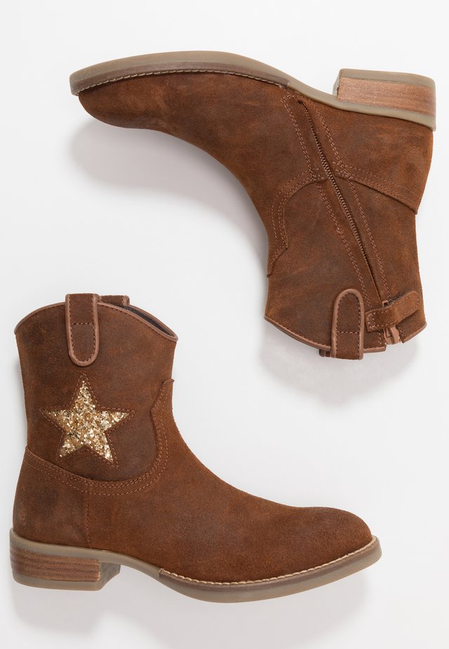 Botki kowbojki i motocyklowe - mid brown