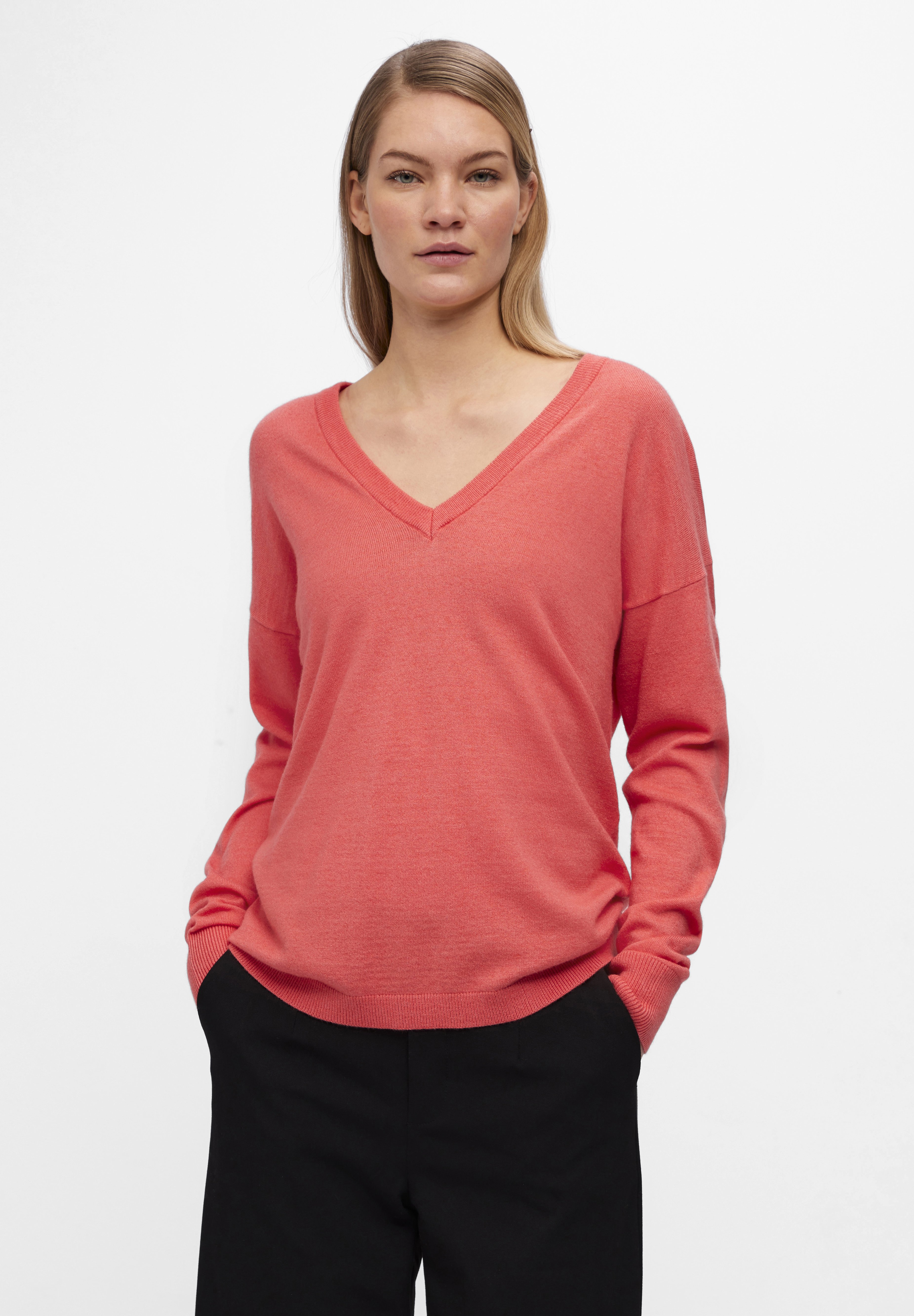 Object Damen Strickpullover Mit V-Ausschnitt – Langärmlig, Aus Noos-Strick, Lässiger Casual-Look