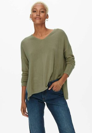 ONLY ONLAMALIA L/S V-NECK - Svetrík - mermaid