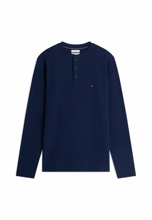 Tommy Hilfiger, TOMMY HILFIGER SLIM LONG SLEEVE HENLEY T-SHIRT - Maglietta a manica lunga - carbon navy