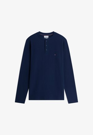 Tommy Hilfiger, TOMMY HILFIGER SLIM LONG SLEEVE HENLEY T-SHIRT - Maglietta a manica lunga - carbon navy