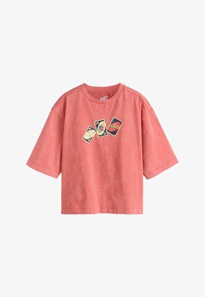 Next, REGULAR FIT - RELAXED BOXY ELBOW LENGTH CREW NECK T-SHIRT . - T-Shirt print - coral pink uno official license