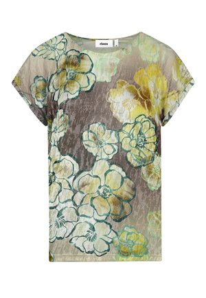 MIT BLÜTEN - PRINT  - Print T-shirt - yellow-taupe
