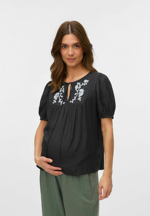 NORMAL GESCHNITTEN RUNDHALS ELASTISCHE BÜNDCHEN BALLONÄRMEL - Bluse