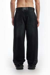 FAVELA RIVET UNISEX - Bő szabású farmernadrág - black