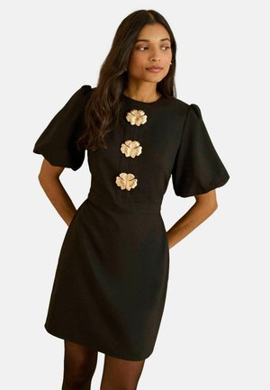 REGULAR FIT - PUFF SLEEVE BUTTON MINI - Kasdienė suknelė - black