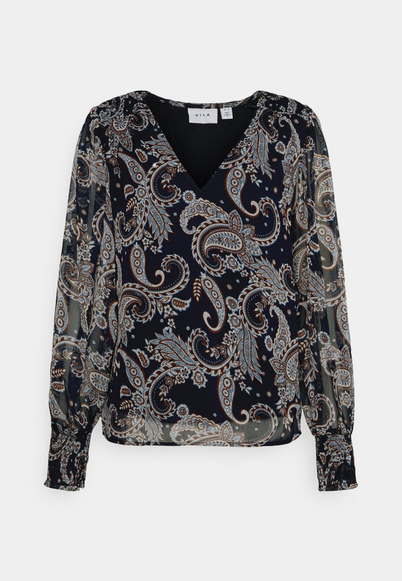 VILA VIFALIAS VNECK - Blusa - navy blazer