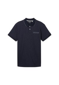 TOM TAILOR MIT LOGOPRINT - Polo - navy fine stripe