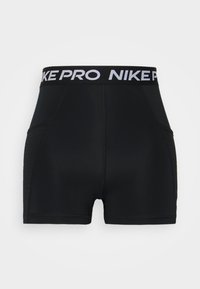 Mustat urheilushortsit, joissa on leveä Nike Pro -elastinen vyötärö. Sivutaskut ja teksturoidut verkkomateriaalipaneelit hengittävyyttä varten.