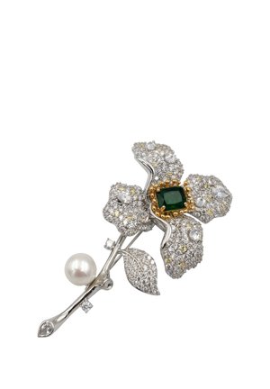 FLOWER - Broche - grün silber weiss