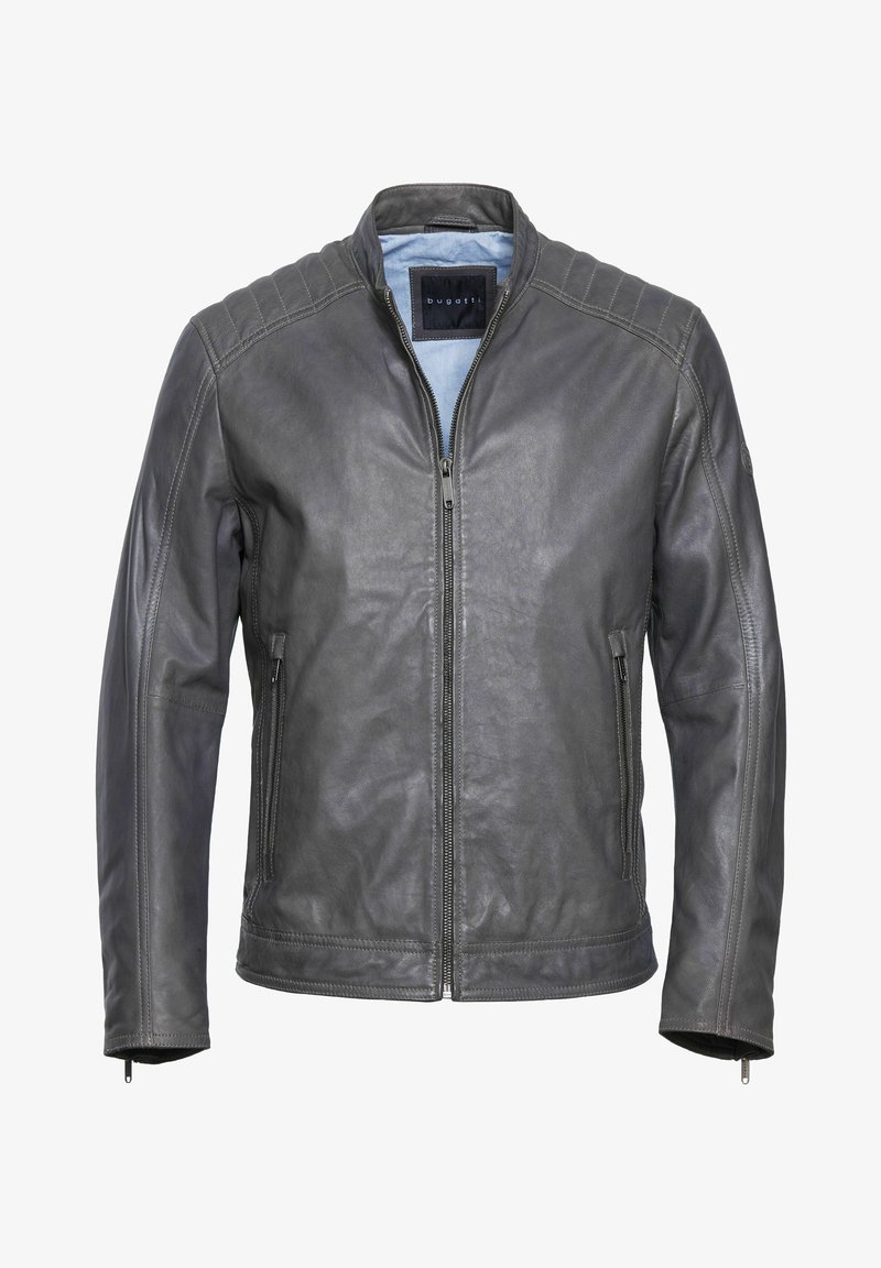 Hallusnahkne jope, millel on tõmblukuga esiosa, ribakujundusega õlavarre osad ja küljetaskud. Silmapaistev tekstuur ja minimalistlik disain.