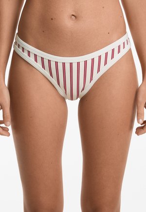 OYSHO TEXTURED STRIPE U-CUT MEDIUM-COVERAGE - Bikini bottoms - beige
