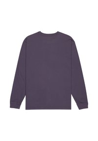 Langärmliges Shirt in tiefem Lila, aus weicher Baumwolle hergestellt. Verfügt über einen Rundhalsausschnitt, einen geraden Schnitt sowie gerippte Bündchen und Saum.