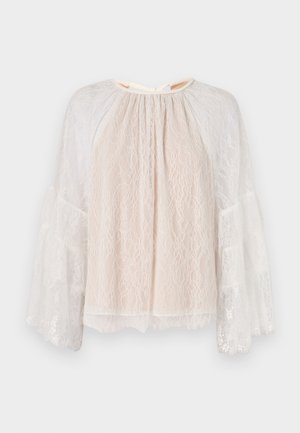 Alice + Olivia DELIA RUFFLE TUNIC - Blusa - off white