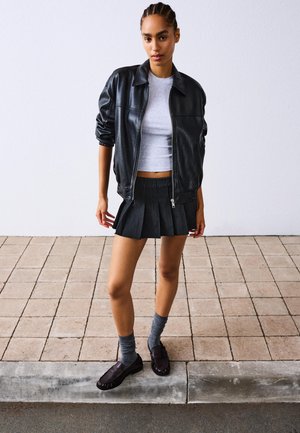 Bershka PLEAT - A-vonalú szoknya - dark grey