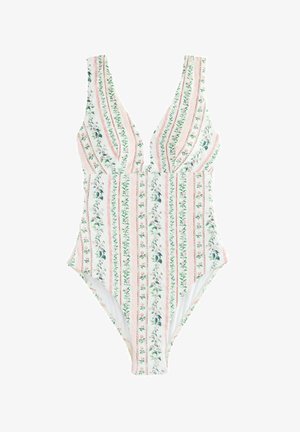 SPOT PLUNGE - Maudymosi kostiumėlis - pink/cream ditsy floral lace