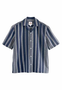 Next TEXTURED STRIPE SHORT SLEEVE   - Vapaa-ajan kauluspaita - navy blue
