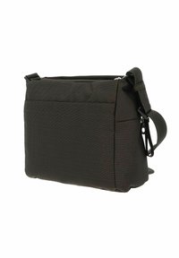 Borsa a tracolla nera in tessuto con superficie testurizzata, tracolla regolabile e chiusura con zip. Caratterizzata da un design liscio e minimalista.