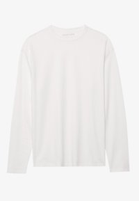 Biała koszulka z długim rękawem wykonana z miękkiego materiału. Posiada okrągły dekolt i luźny krój, z minimalnymi szwami. Klasyczny design.