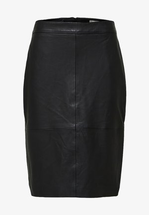 Selected, LEDERROCK - Jupe en cuir - black