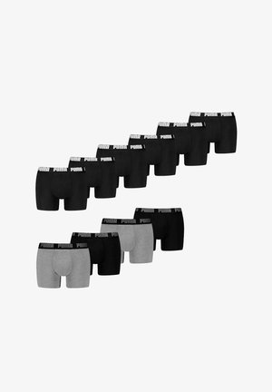 Puma Herren-Boxershorts im gemischten Pack: 8 schwarze und 2 graue. Baumwollmischung, elastischer Bund mit Logo, figurbetontes Design, glatte Textur.