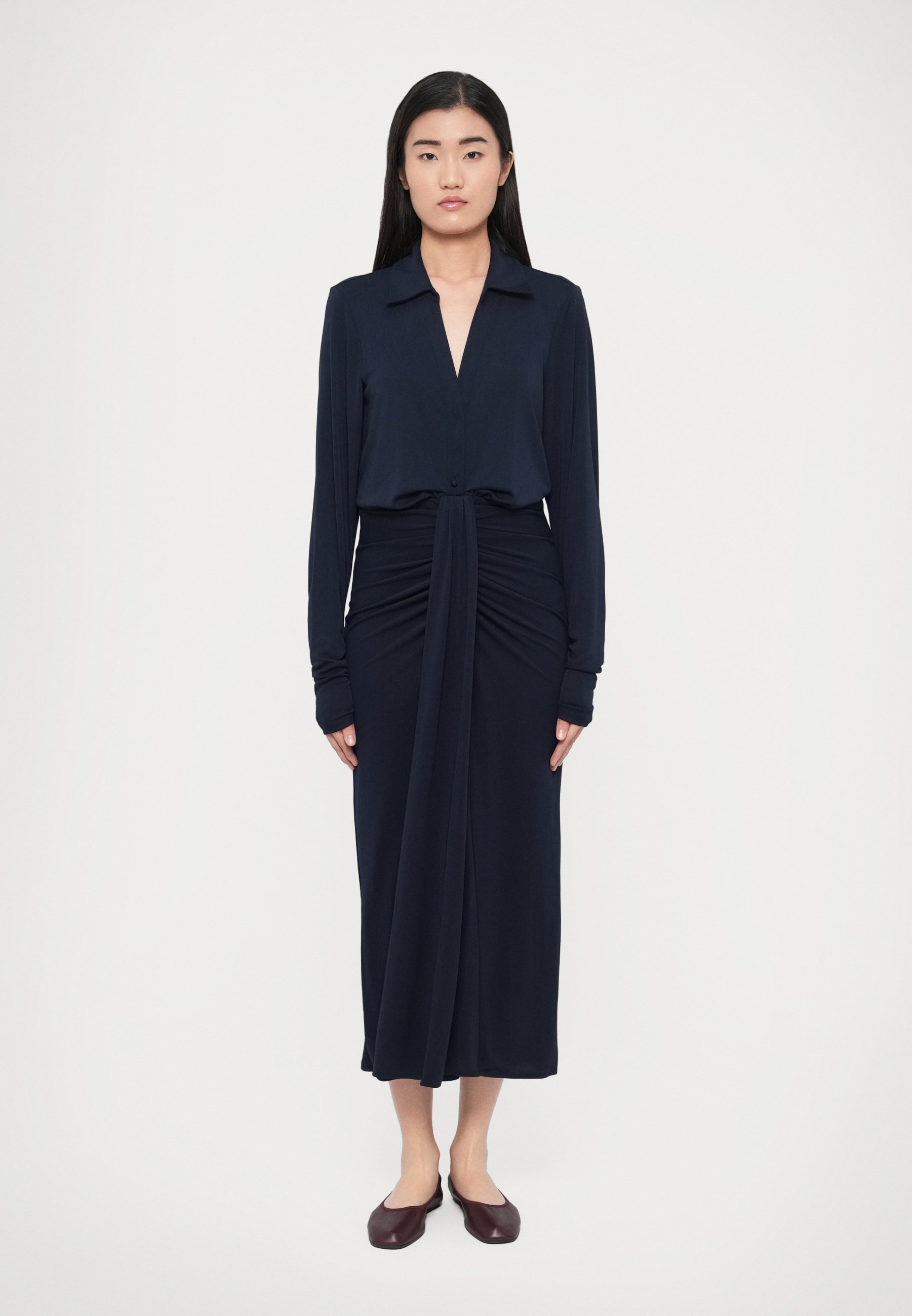 chinese dress ladies Ferrera Draped Jersey Midi Dress  SIMKHAI