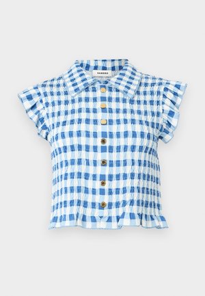 TEE SHIRT SMOCKE - Bluse - bleu/blanc