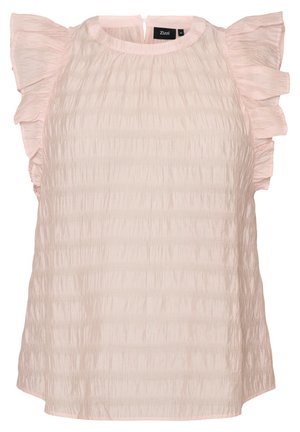 Zizzi, ÄRMELLOSE BLUSE MIT STRUKTUR UND RÜSCHEN - Bluse - rot
