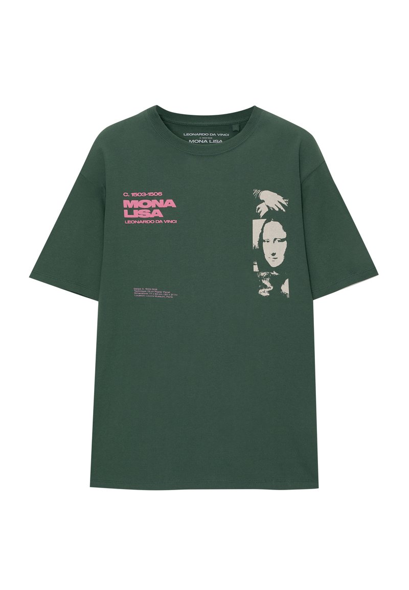 PULL&BEAR MONA LISA - T-Shirt print - dark green/dunkelgrün  