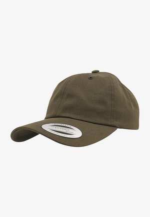 Vihreä oliivinvihreä baseball-lippalakki, joka on valmistettu kestävästä kankaasta. Siinä on kaareva lippareuna ja ommeltu tuuletusaukko. Mukana on klassinen logopatch.