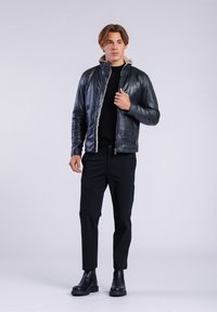 Freaky Nation Leather jacket - black beige