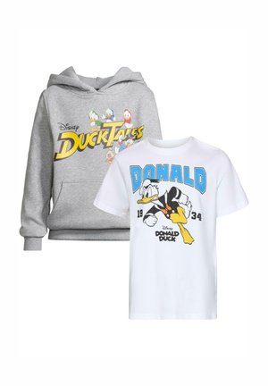 SET - T-shirt med print - white heathergrey