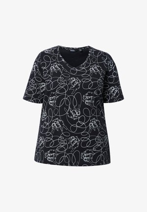 Ulla Popken, CLASSIC V-AUSSCHNITT HALBARM - T-Shirt print - black