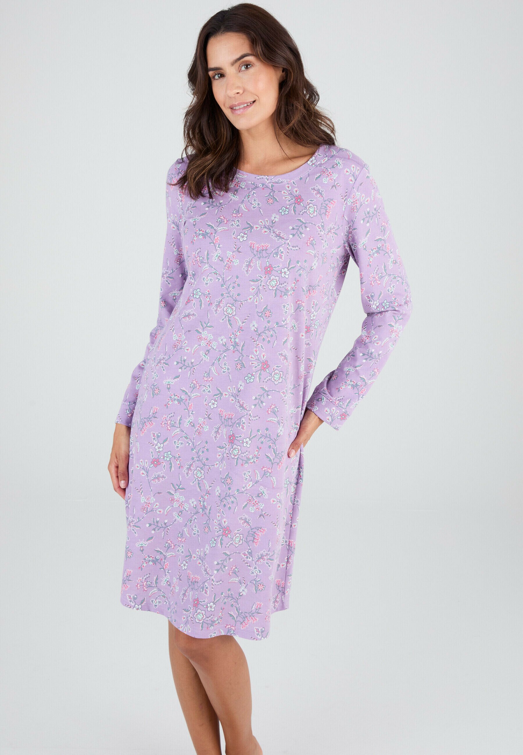 Damart Camicia Da Notte Lunga Thermolactyl Maglia Torsadata - Caldo Intenso E Morbidezza, Donna (Taglie Forti, Blu, Viola)