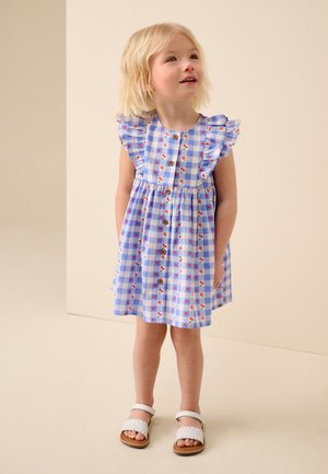 Next, REGULAR FIT - DOUBLE RUFFLE SLEEVE DRESS  . - Robe de jour - blue check