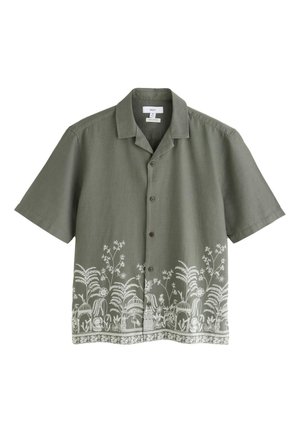 Next, REGULAR FIT - TEXTURED EMBROIDERED SHORT SLEEVE SHIRT . - Chemise - green