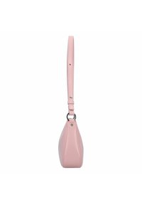 Borsa a tracolla in pelle rosa con una forma slanciata e strutturata, tracolla regolabile e finiture in cromo con un accento a forma di anello.