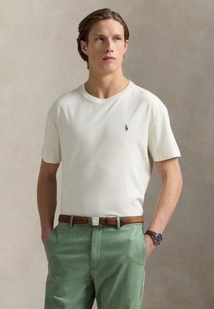 CUSTOM SLIM FIT SOFT COTTON T-SHIRT - Základné tričko - pale cream