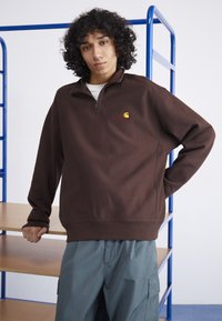 Carhartt WIP HALF ZIP AMERICAN SCRIPT - Sweatshirt - tobacco