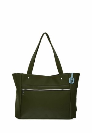 LARGE SATIN TOTE BAG WITH SIDE ZIPPER DETAIL - Shopping bags - khaki