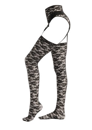 Calzedonia GARTER-EFFECT - Overkneestrumpor - black