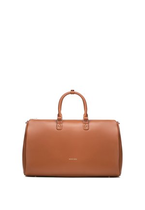 Bolsa de lona de cuero marrón con asas dobles, logotipo de la marca dorado "WITTCHEN" centrado en el frente, forma rectangular estructurada.